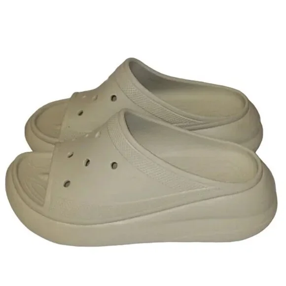 CROCS Unisex Crush Platform Slide Sandals in Bone White - Picture 2 of 7